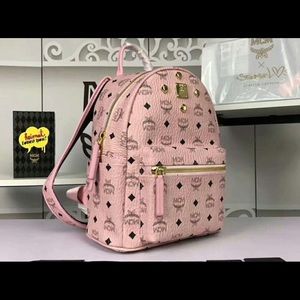 mcm light pink backpack